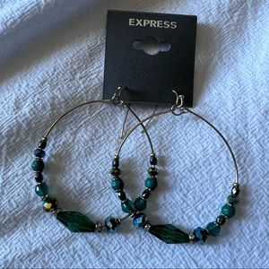 NWT Express dangle earring with gorgeous blue and green stones. Gold accents